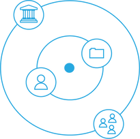Icon depicting concentric circles of users and institutions
