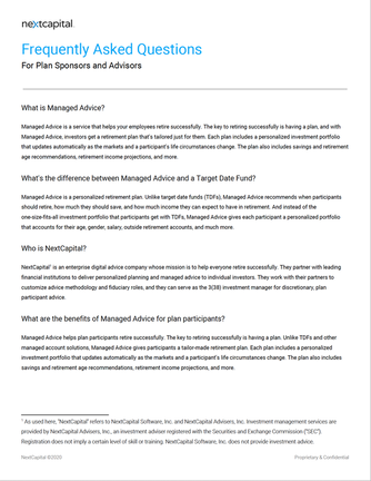 Image of FAQs for Plan Sponsors and Advisors